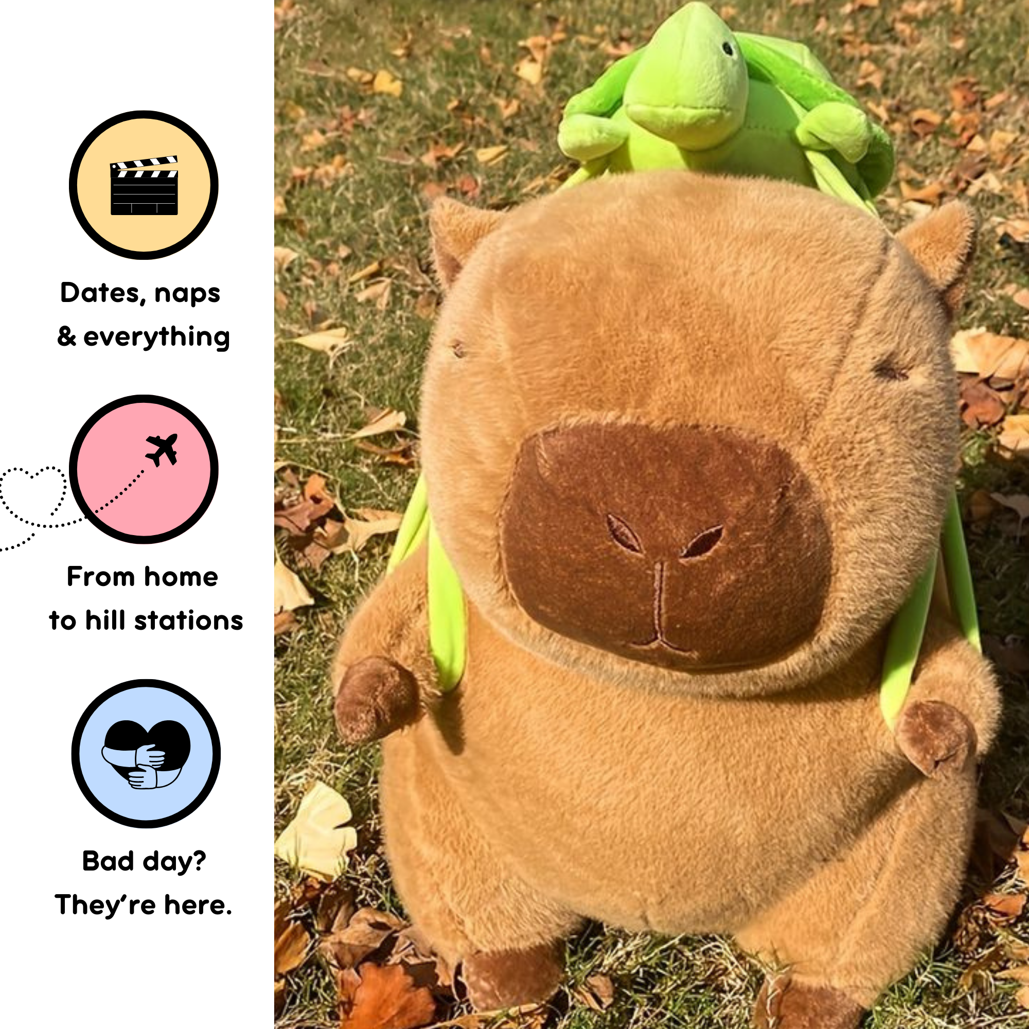 Fluffies™ Capybara with Turtle Backpack