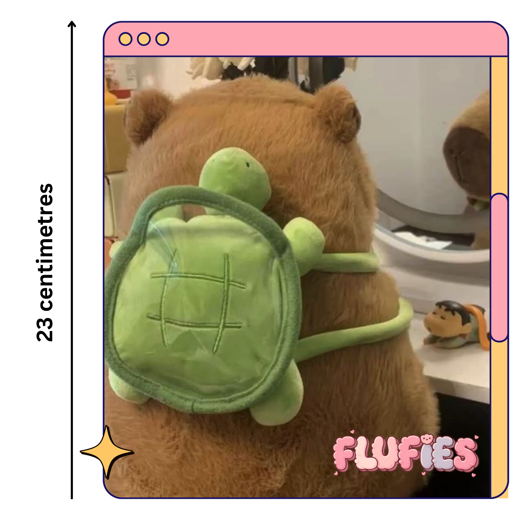 Fluffies™ Capybara with Turtle Backpack