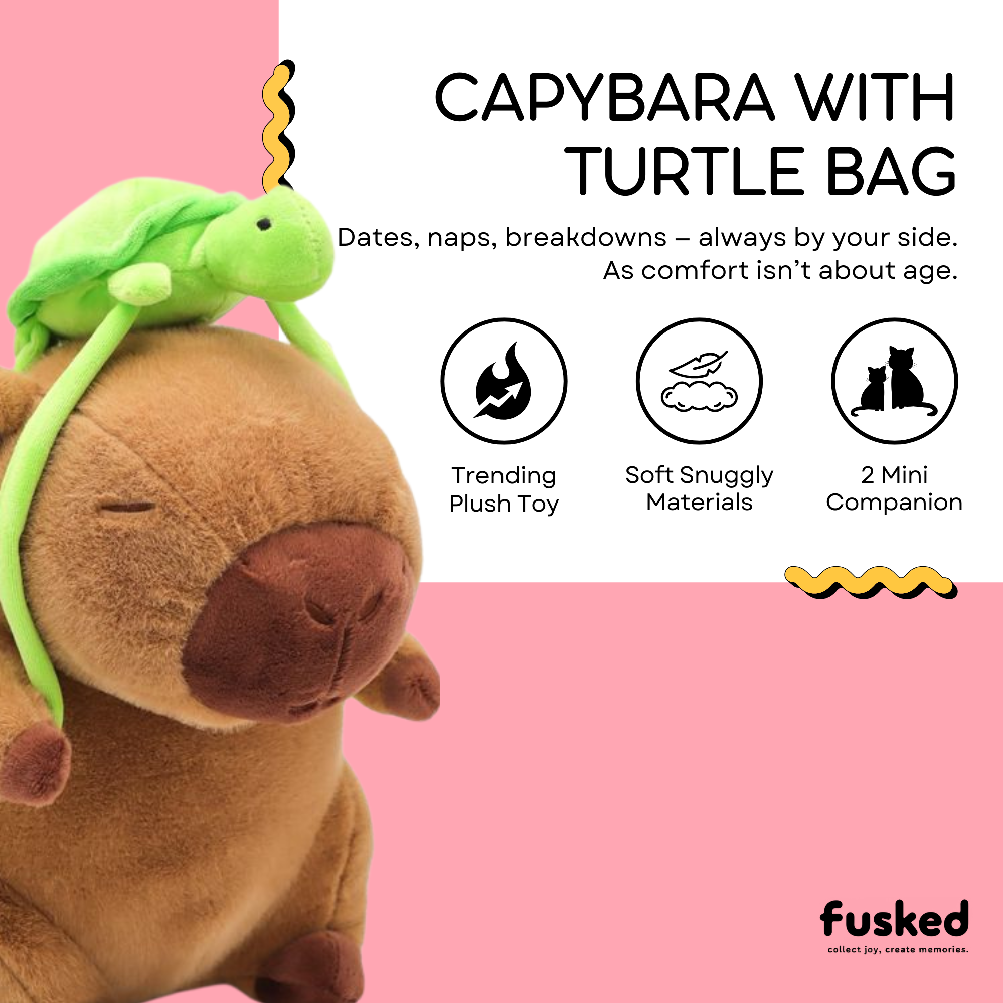 Fluffies™ Capybara with Turtle Backpack